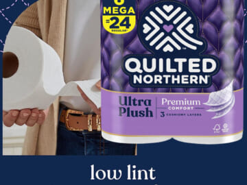 Quilted Northern Ultra Plush Mega Roll Toilet Paper, 6-Pack as low as $4.09 After Coupon (Reg. $9) – 68¢/Roll + Free Shipping, 6 Mega Rolls = 24 Regular Rolls