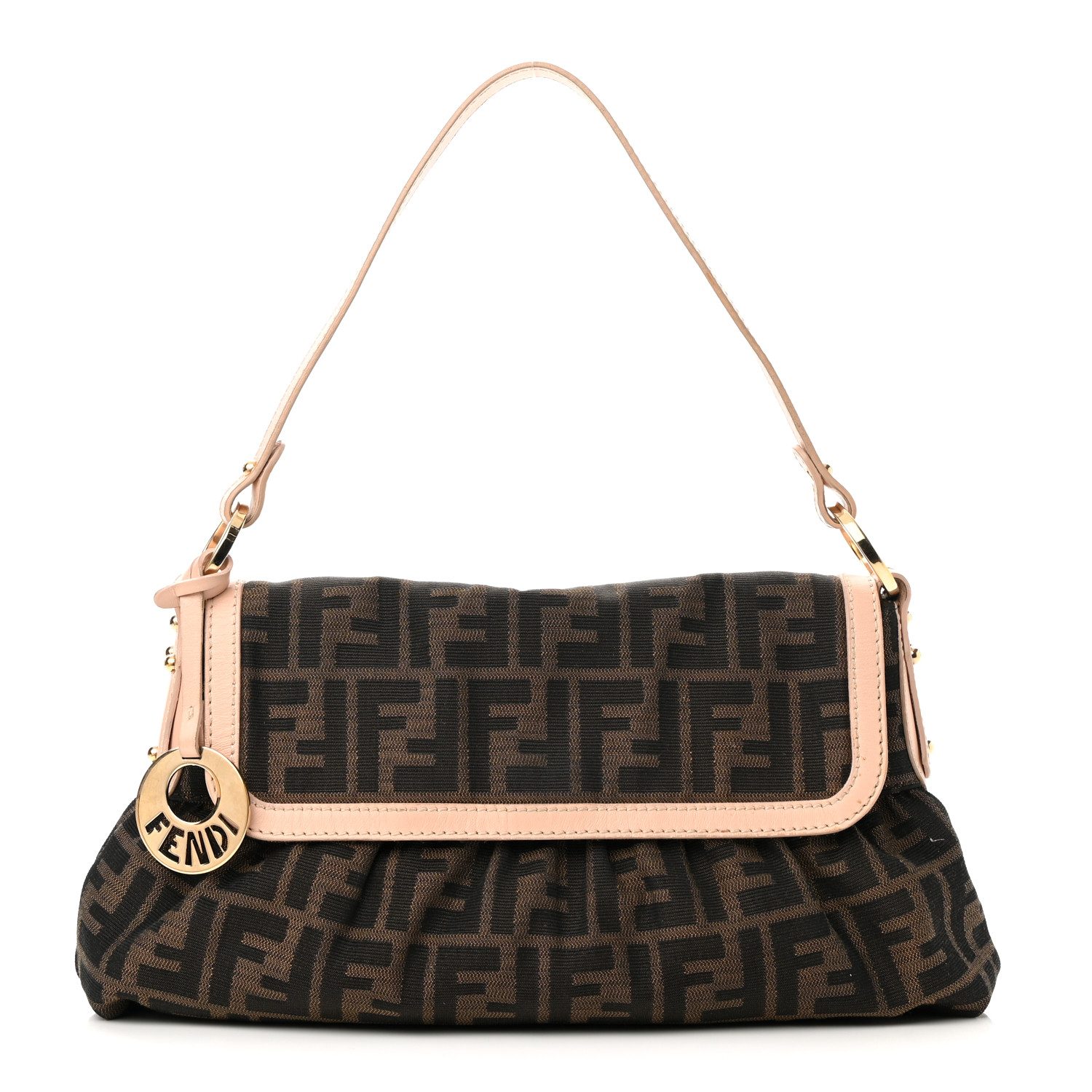 FENDI Zucca Cuoio Lucido Small Chef Shoulder Bag Tobacco Bois de Rose FENDI Zucca Cuoio Lucido Chef Shoulder Bag in siz Small in the color Tobacco Bois de Rose by FASHIONPHILE