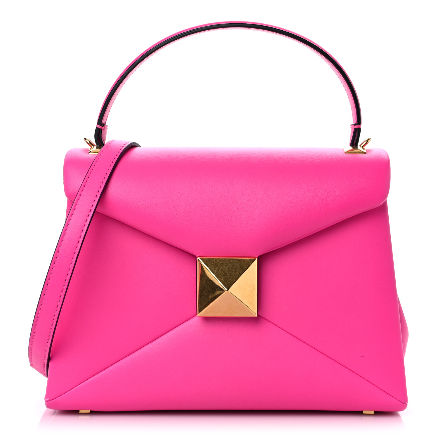 VALENTINO GARAVANI Nappa Small One Stud Top Handle Bag Pink PP VALENTINO GARAVANI Nappa Small One Top Handle Bag in siz Stud in the color Pink PP by FASHIONPHILE