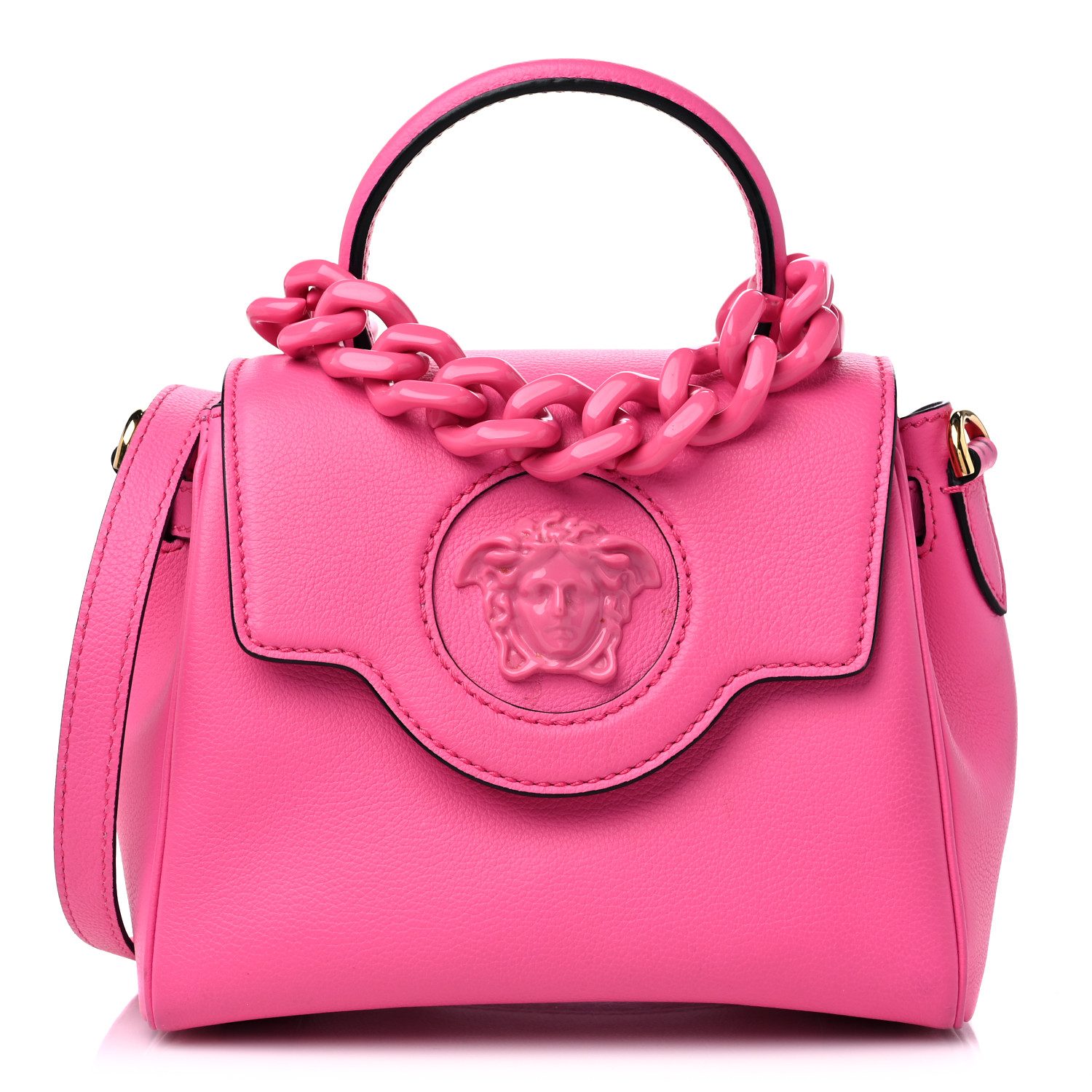 VERSACE Grained Calfskin Small La Medusa Bag Fuchsia VERSACE Grained Calfskin Small La Medusa Bag Fuchsia