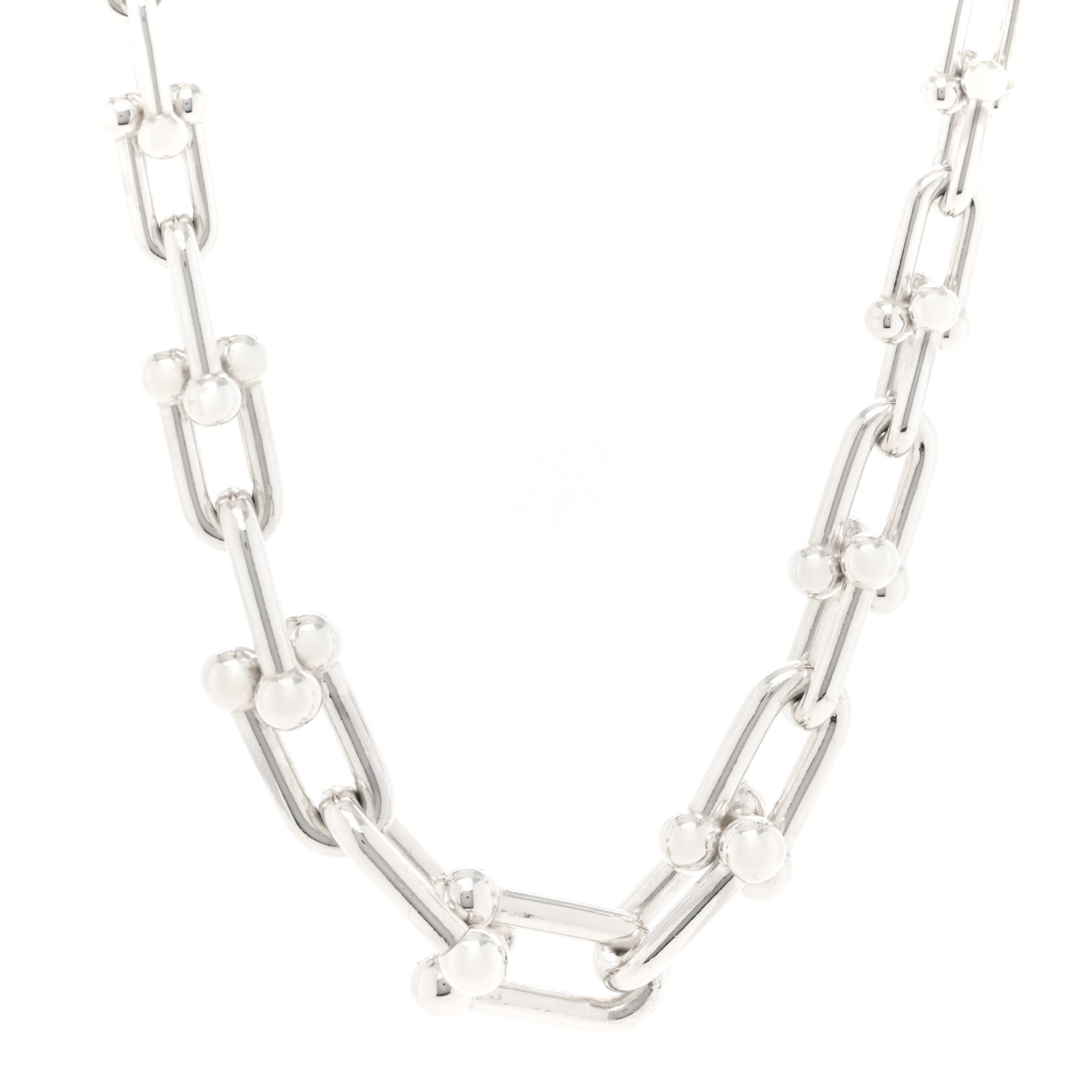 this is a product image from FASHIONPHILE of a TIFFANY HardWear Graduated Link Necklace in Sterling Silver