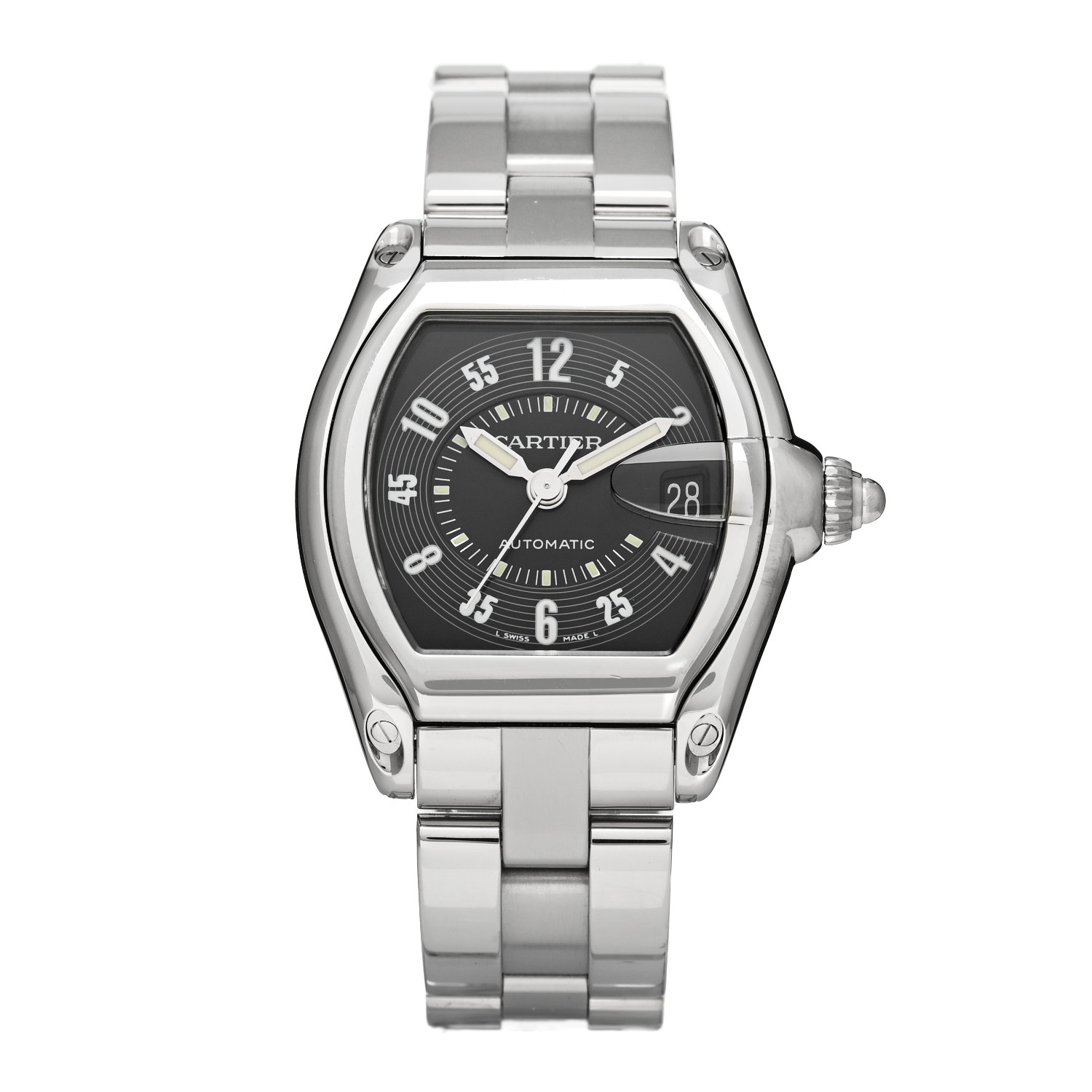 product image of CARTIER Stainless Steel 37mm Roadster Automatic Watch Black FASHIONPHILE