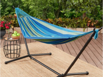 Mainstays Wapella Stripe Hammock and Stand $45.62 Shipped Free (Reg. $73) – With Storage Bag