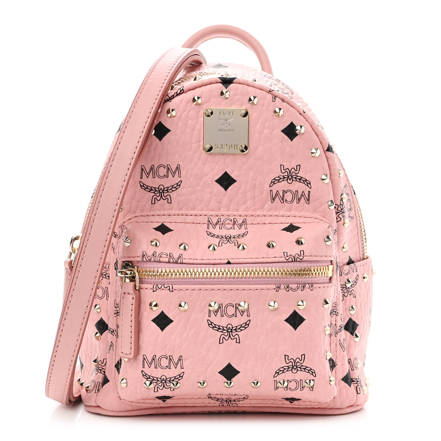 a171503c5be5cca870e0a1002c329aa1 product image of MCM Visetos Stud Mini Stark Backpack Soft Pink FASHIONPHILE