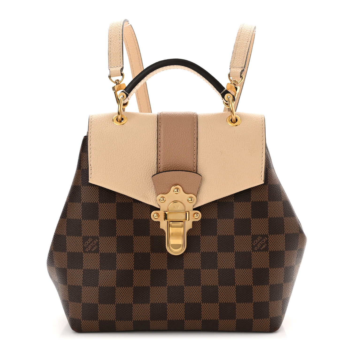 03c06763856ecebaf7fe7f648d2d8674 product image of LOUIS VUITTON Damier Ebene Clapton Backpack Creme FASHIONPHILE