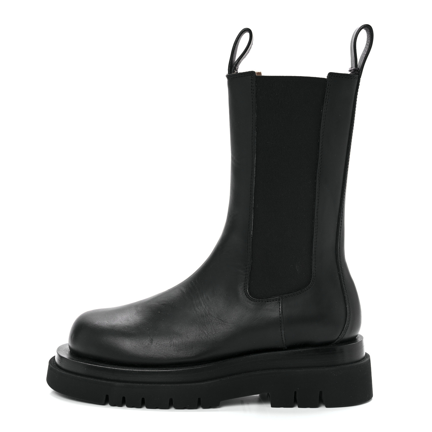 product image of BOTTEGA VENETA Calfskin The Lug Chelsea Boots 38 Black FASHIONPHILE
