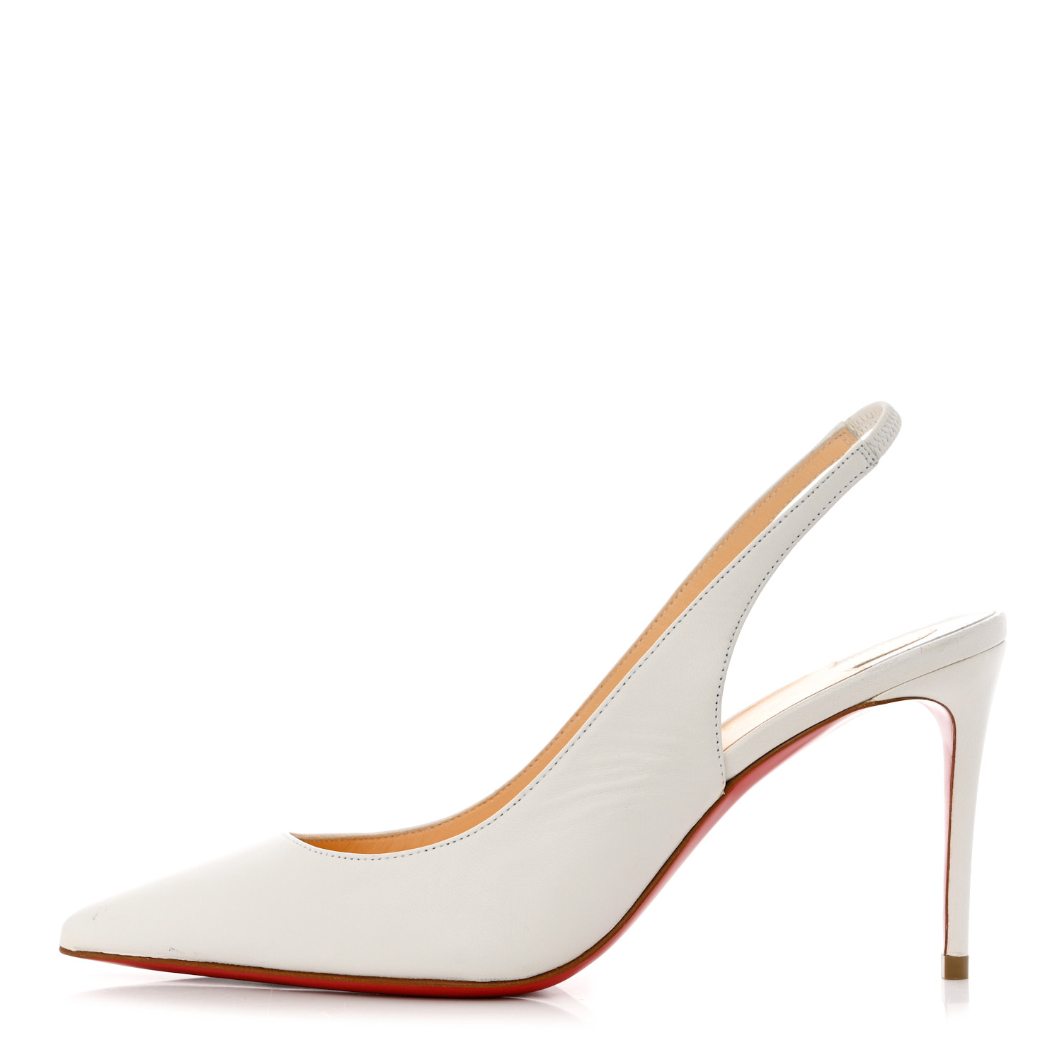 product image of CHRISTIAN LOUBOUTIN Calfskin Kate Slingback 85 Pumps 36.5 White FASHIONPHILE