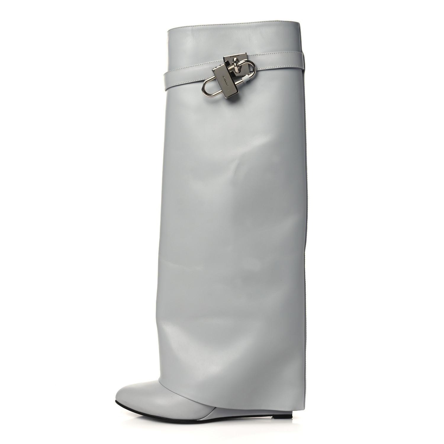 product image of GIVENCHY Box Calfskin Shark Lock Pant Boots 38 Grey FASHIONPHILE