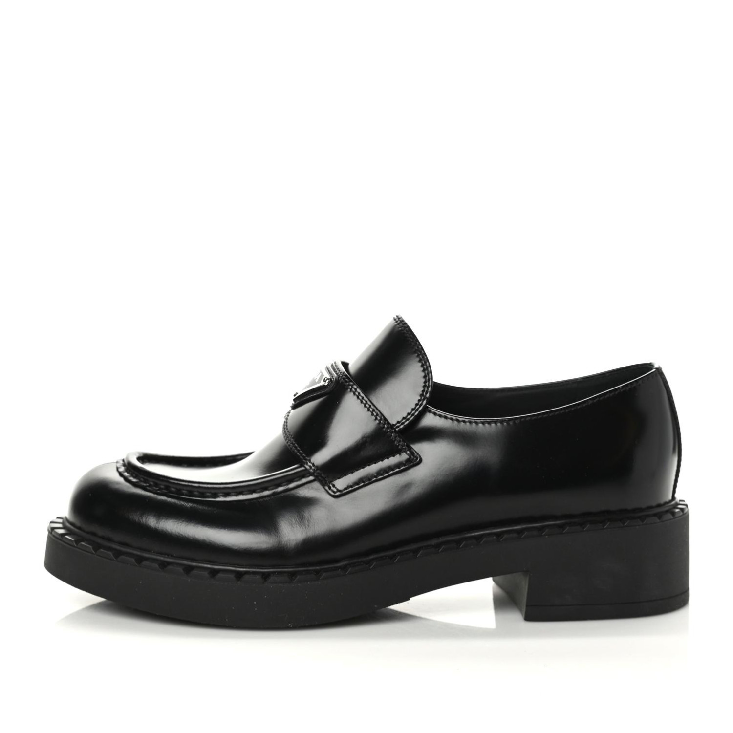 product image of PRADA Brushed Calfskin Loafers 39.5 Black FASHIONPHILE