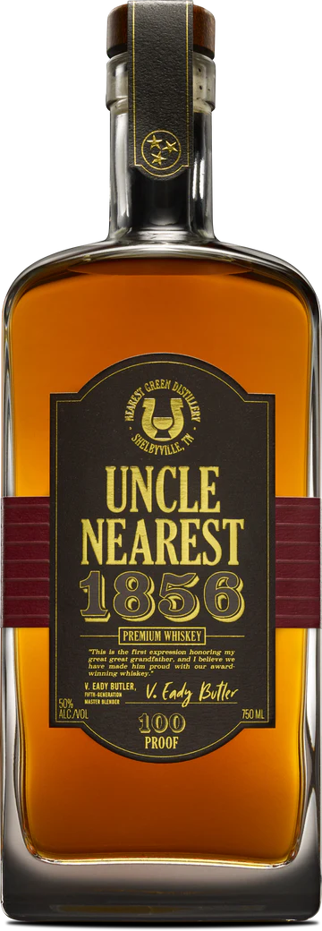 a bottle of whisky with a black and gold label