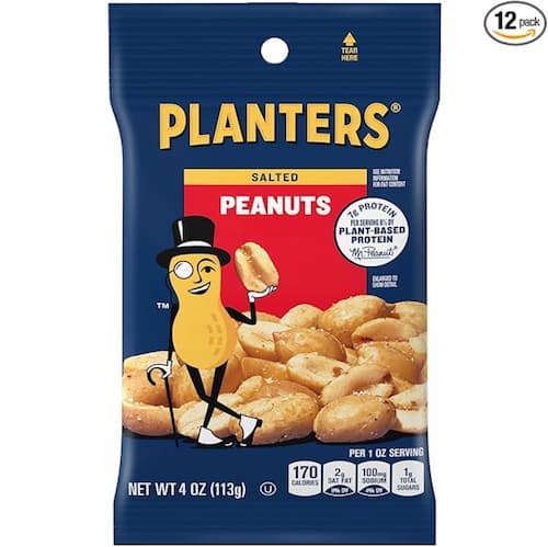 Planters Salted Peanuts 4 Ounce (Pack of 12)