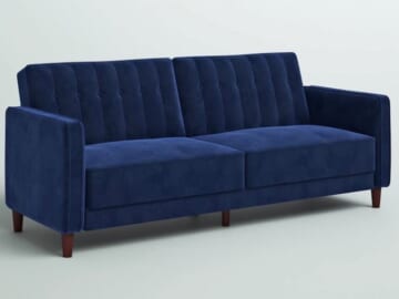 Velvet Square Arm Convertible Sofa