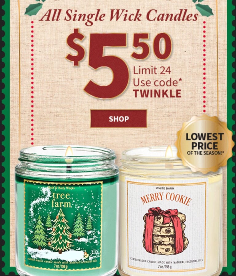 Bath and Body Works | All Single Wick Candles $5.50 (reg. $17.95)