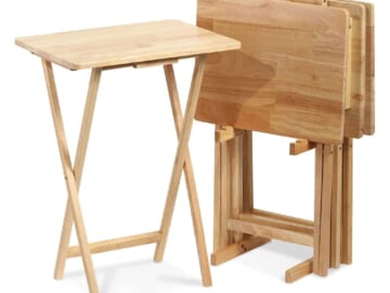 PJ Wood Folding TV Tray Tables 5-Piece Set for $55 + free shipping