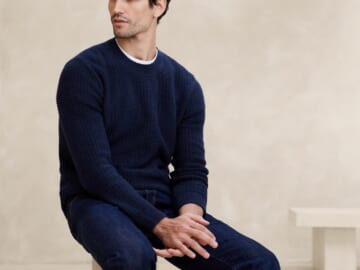 Banana Republic Factory Men's Cozy Waffle-Textured Sweater for $36 in cart + free shipping w/ $50