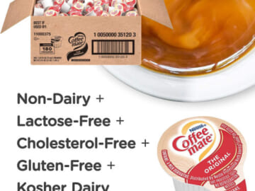Nestle Coffee mate Liquid Coffee Creamer Singles, Original,180-Count as low as $8.55 Shipped Free (Reg. $21) – $0.05 each, Non Dairy, No Refrigeration
