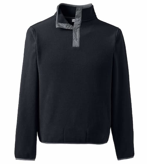 Lands' End Unisex Thermacheck 200 Fleece Snapneck Pullover in Black
