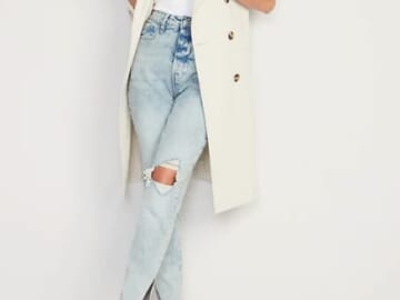 Old Navy Higher High-Waisted Button-Fly OG Straight Ripped Side-Slit Jeans