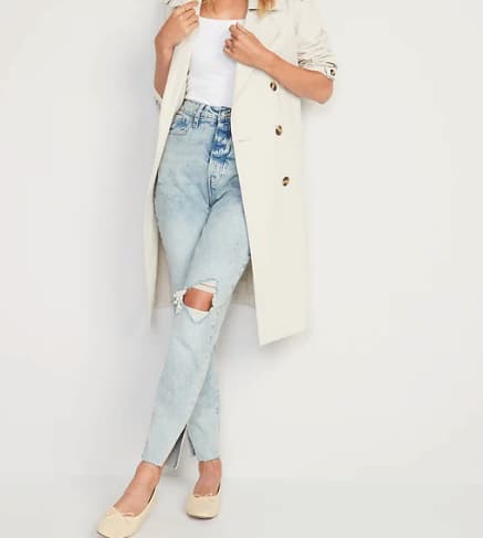 Old Navy Higher High-Waisted Button-Fly OG Straight Ripped Side-Slit Jeans