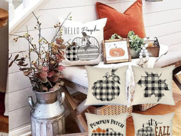 Set of 4 Buffalo Check Plaid Pumpkin Throw Pillow Covers Just $14.99 – $3.75 Each