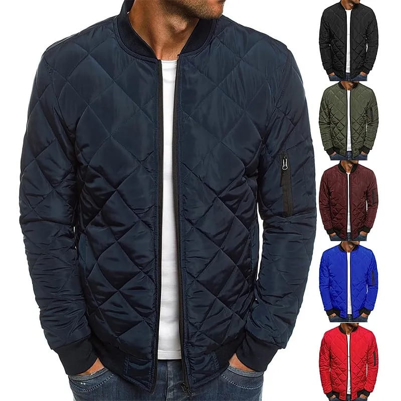 Men's Diamond Quilted Bomber Jacket for $9 + $9 shipping