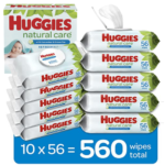 560-Count Huggies Natural Care Refreshing Baby Wipes as low as $11.44 After Coupon (Reg. $18.13) + Free Shipping – $1.14/ 56-Count Pack or 2¢/Wipe