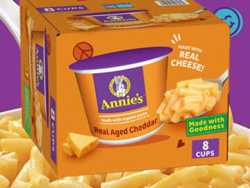 Annie’s 8-Count Real Aged Cheddar Microwave Mac & Cheese as low as $7.84 After Coupon (Reg. $10.49) – 98¢/2.01 OZ Cup + Free Shipping – with Organic Pasta