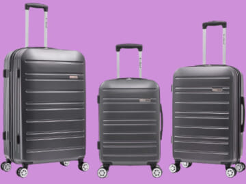 Rockland Irvine Hardside Spinner Wheel 3-Piece Luggage Set $120.75 Shipped Free (Reg. $300) – 19″, 23″, and 27″ – 4 Colors