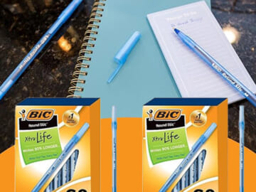 BIC Round Stic Xtra Life Medium Blue Ballpoint Pen, 120-Count $5.46 (Reg. $13.98) – 5¢ Each