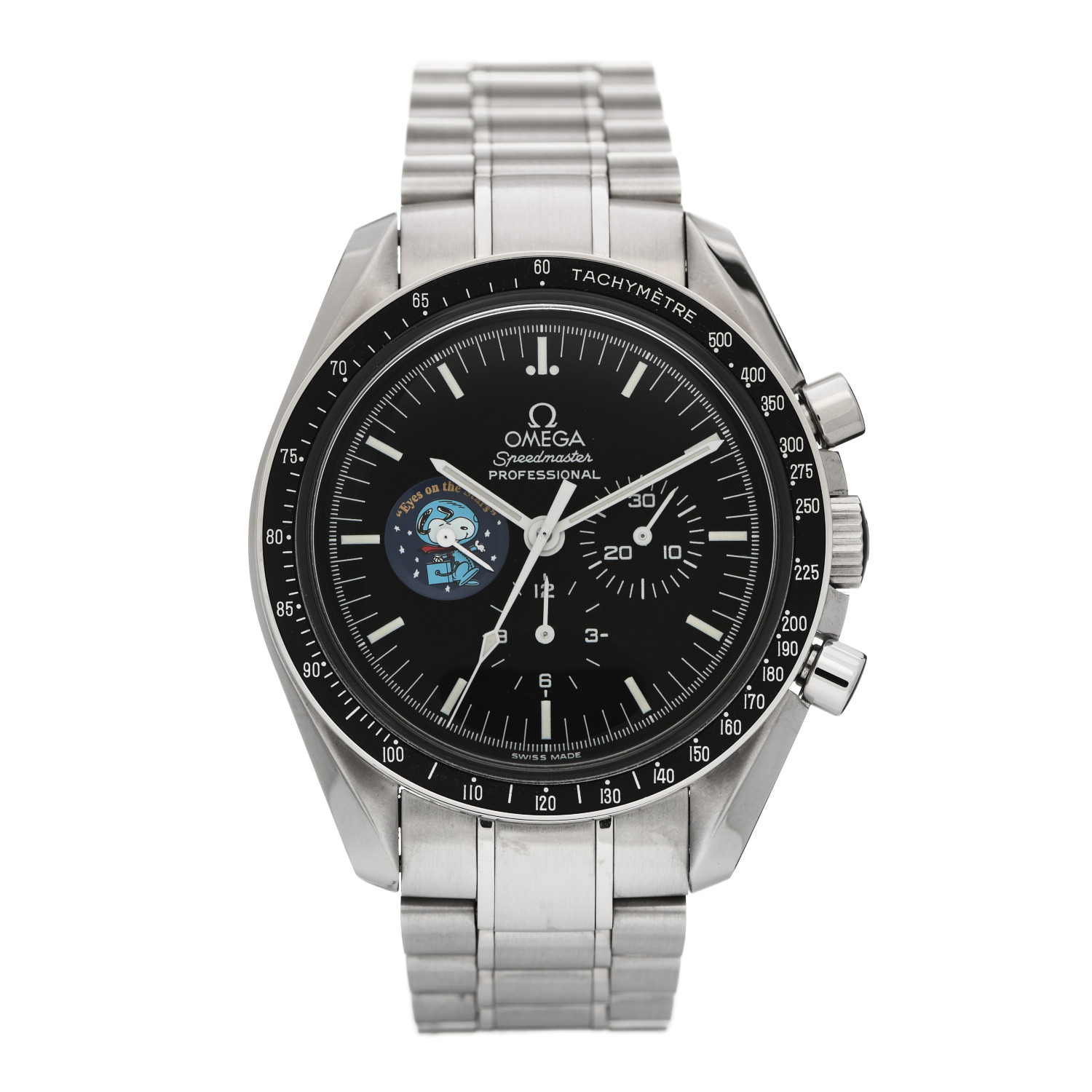 product image of an OMEGA Stainless Steel Speedmaster Professional MoonWatch Limited Edition Snoopy Manual Winding Watch in the color Black reference number 3578.51.00 by FASHIONPHILE