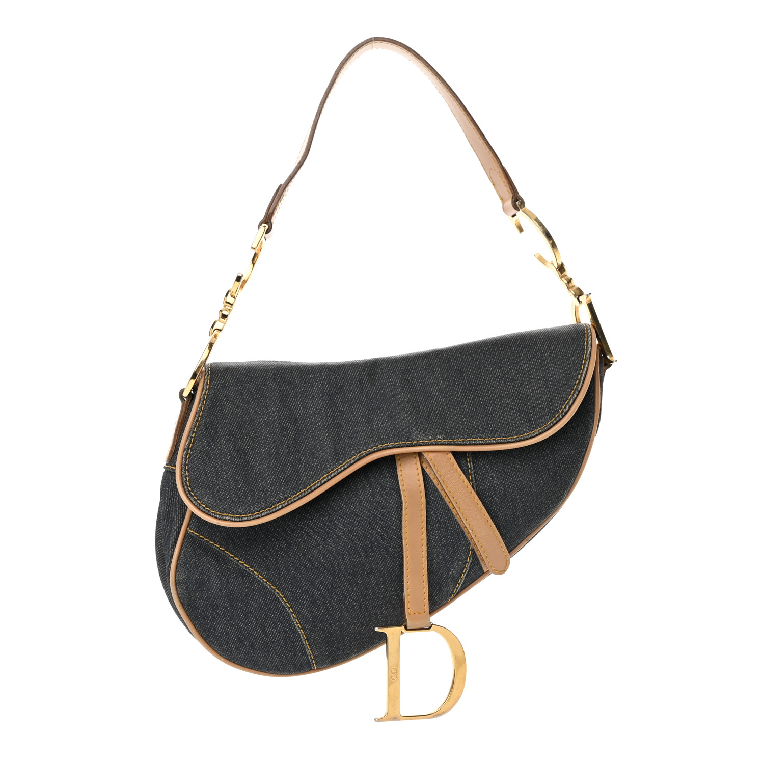 CHRISTIAN DIOR Denim Calfskin Saddle Bag Blue CHRISTIAN DIOR Denim Calfskin Saddle Bag in the color blue by FASHIONPHILE
