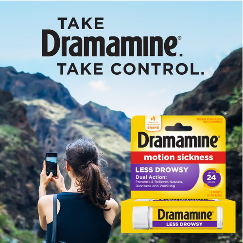 Dramamine 8-Count Less Drowsy in a Handy Travel Vial as low as $1.71/Pack when you buy 3 (Reg. $6) + Free Shipping – 21¢/Tablet – Long-lasting Formula + MORE