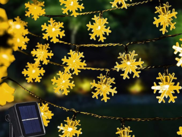Solar Powered 39FT Outdoor Snowflake Christmas Lights $7.99 After Code (Reg. $15) – FAB Ratings!