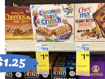 General Mills Cereal Treat Bars for $1.25