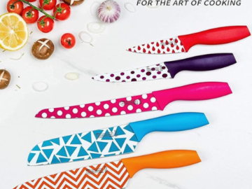 High Carbon Colored Kitchen Knife 10 Piece Set $10 (Reg. $26) – $2/ Knife with Sheath Cover
