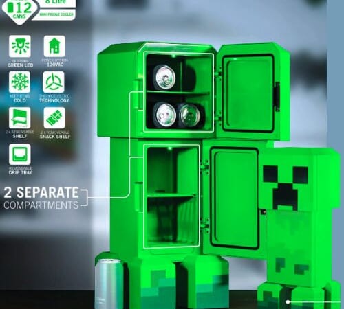 Minecraft Green Creeper Body 8L Mini Fridge $55 Shipped Free (Reg. $168) – 8L Capacity, Holds Up To x12 355ml (12oz) Cans