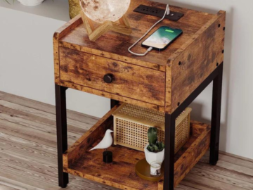 Keep your essentials close at hand and your devices powered up with this Nightstand Bedside Table with Charging Station for just $59.99 After Code (Reg. $79.99) + Free Shipping