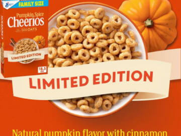 Cheerios Pumpkin Spice Breakfast Cereal, Family Size as low as $3.44 After Coupon (Reg. $5.29) + Free Shipping