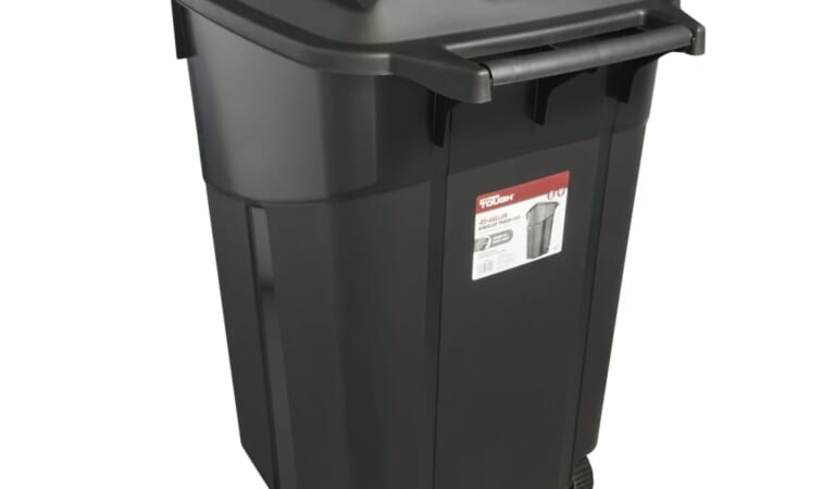 Hyper Tough 45-Gallon Wheeled Heavy Duty Plastic Garbage Can for $30 + free shipping w/ $35