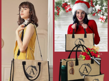 Initial Jute Tote Bag & Makeup Bag $11.70 After Code (Reg. $26) – Personalized Gifts for Women