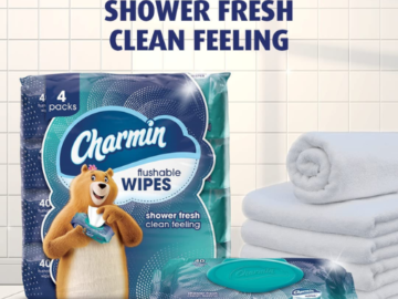 Charmin 160-Count Flushable Wipes, Shower Fresh as low as $7.16/Pack when you buy 4 (Reg. $11) + Free Shipping – 4¢/Wipe