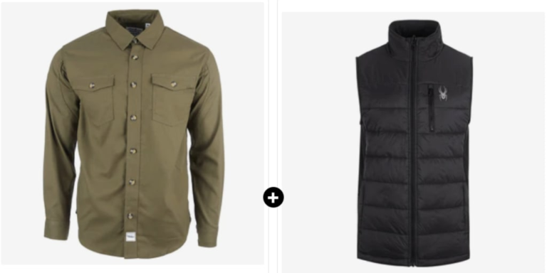 Eddie Bauer Men's Shirt w/ Spyder Men's Puffer Vest for $50 + free shipping