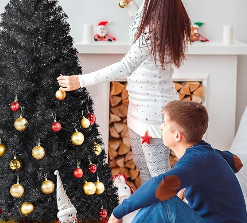 Make your celebrations chic with a Black Christmas Pine Tree, 4.5ft for just $35.99 After Code + Coupon (Reg. $44.99) + Free Shipping