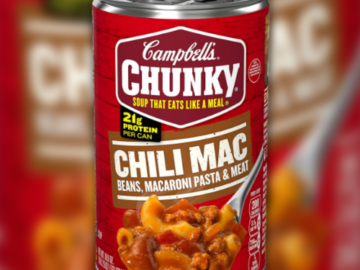 Campbell’s Chunky Soup Chili Mac, 18.8 Oz as low as $1.29 After Coupon (Reg. $2.26) + Free Shipping
