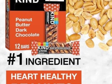 KIND Peanut Butter Dark Chocolate Nut Bars, 12-Count as low as $8.07 After Coupon (Reg. $13.46) + Free Shipping – $0.67/Bar