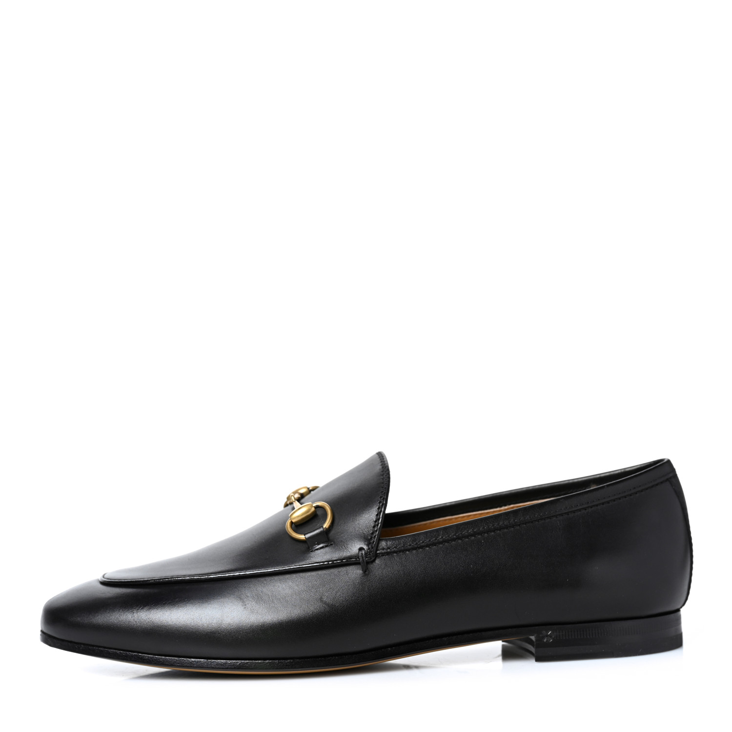 GUCCI Calfskin Women's Jordaan Loafers size 38 in the color Black by fashionphile