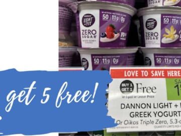 Get 5 FREE Dannon Light + Fit Zero Sugar Yogurt Cups