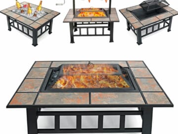 Singlyfire 37" Fire Pit Table with Grill for $90 + free shipping