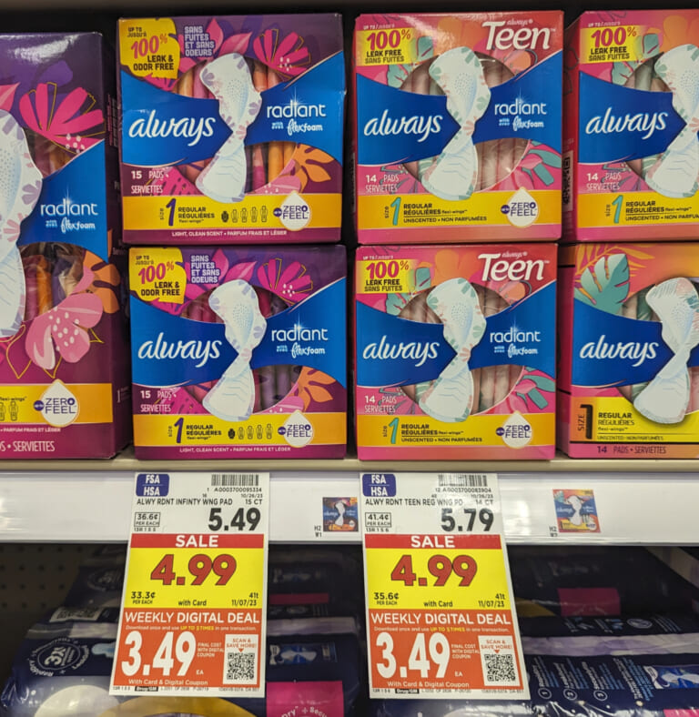 Get Always Pads Or Liners As Low As $3.49 At Kroger