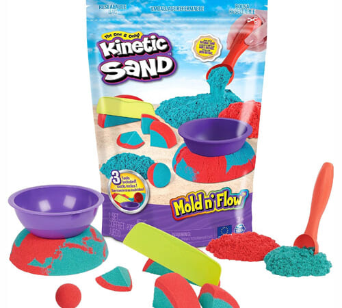 Kinetic Sand Mold n’ Flow, 1.5lbs Red and Teal Play Sand $4.13 EACH when you buy 3 (Reg. $10) – with 3 Tools Sensory Toys